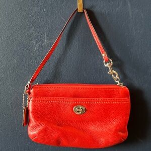 Burnt Orange Coach Leather Women's Wristlet